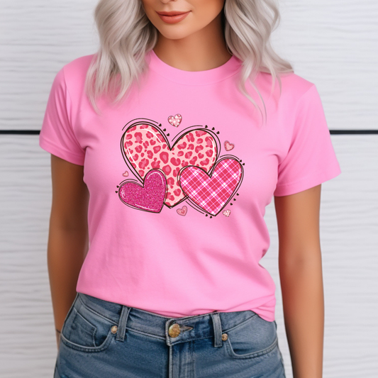 3 Hearts Pink T-shirt